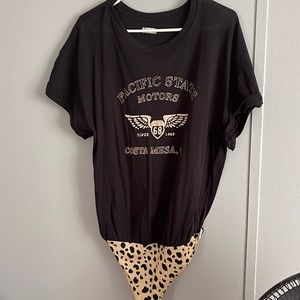 Free People Black Tee Body Suit